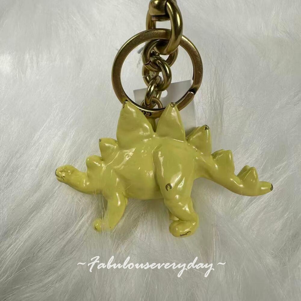 COACH Stegosaurus Bag Charm Key Ring FOB Enamel & Metal Brass/Yellow CAX77